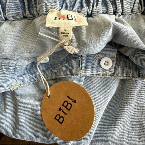 BiBi Blue Flare Wide Leg Jeans with Adjustable Hem size large - Picture 3 of 3